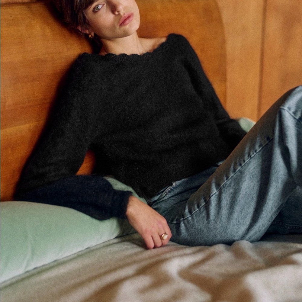 Sezane Charcoal Crew Neck Sweater